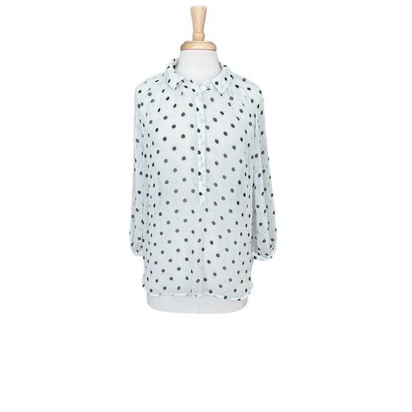 Joe Fresh Blouse Womens White Block
Polka Dot Sheer 3/4 Sleeve Size XL - Picture 8 of 8